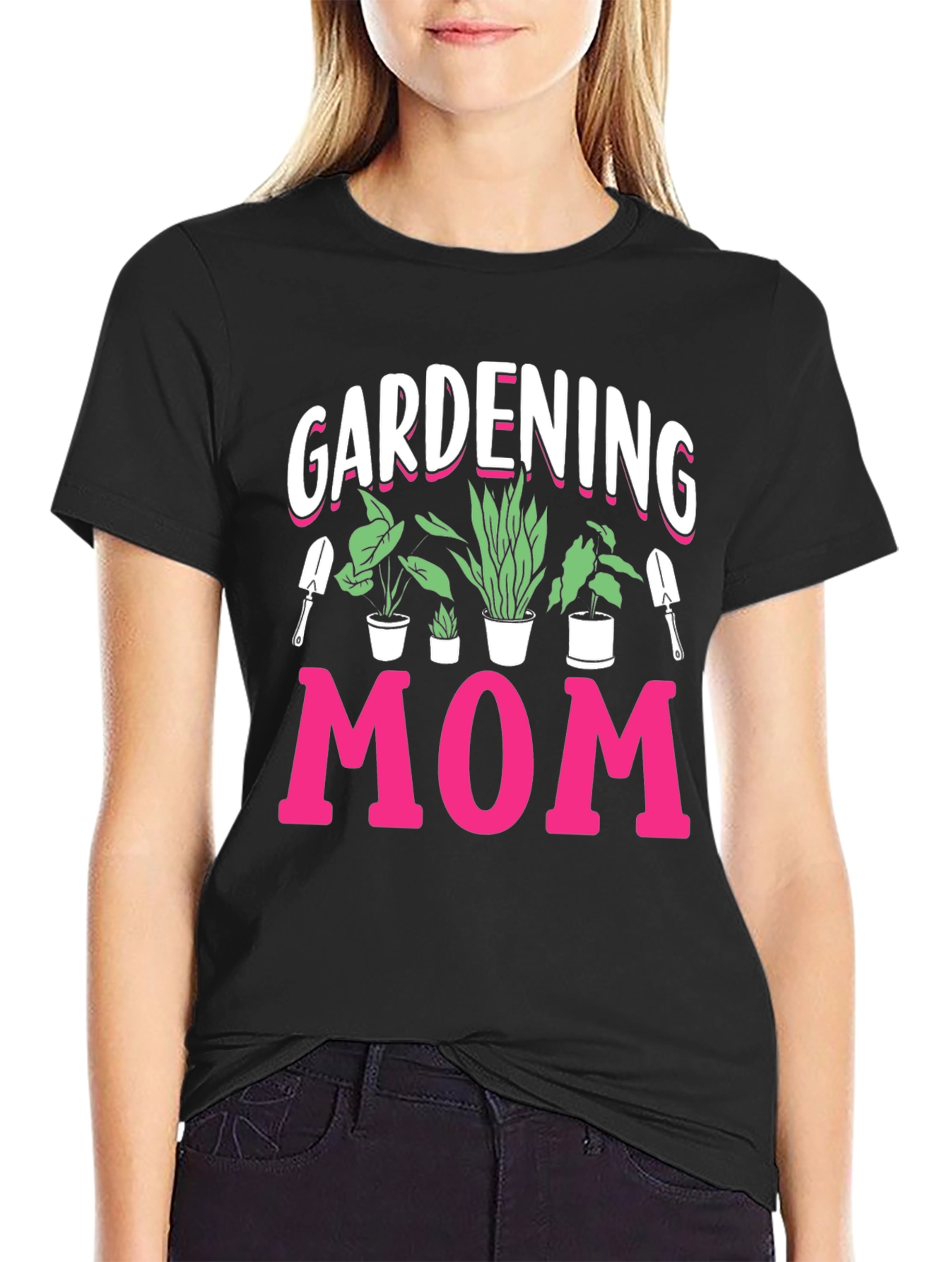 Gardening Mom T-Shirt - Black Casual Tee