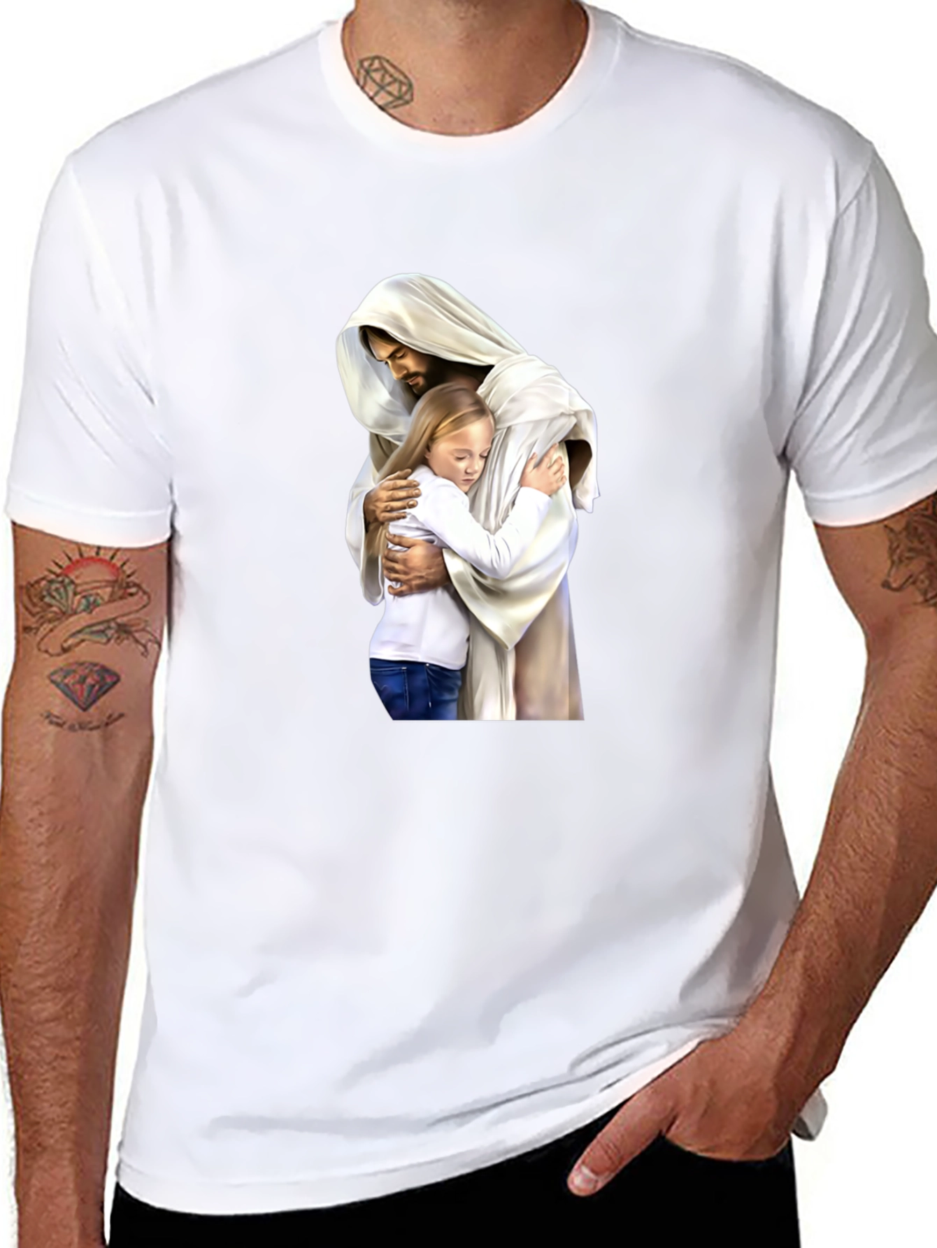 Jesus Hugging Child Graphic T-Shirt