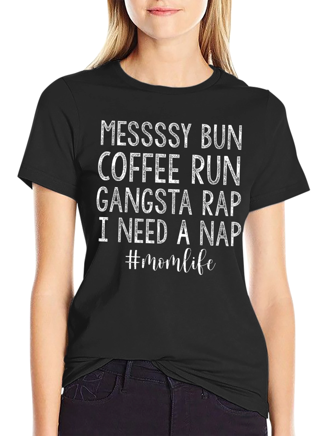 Messy Bun Coffee Run Graphic T-Shirt