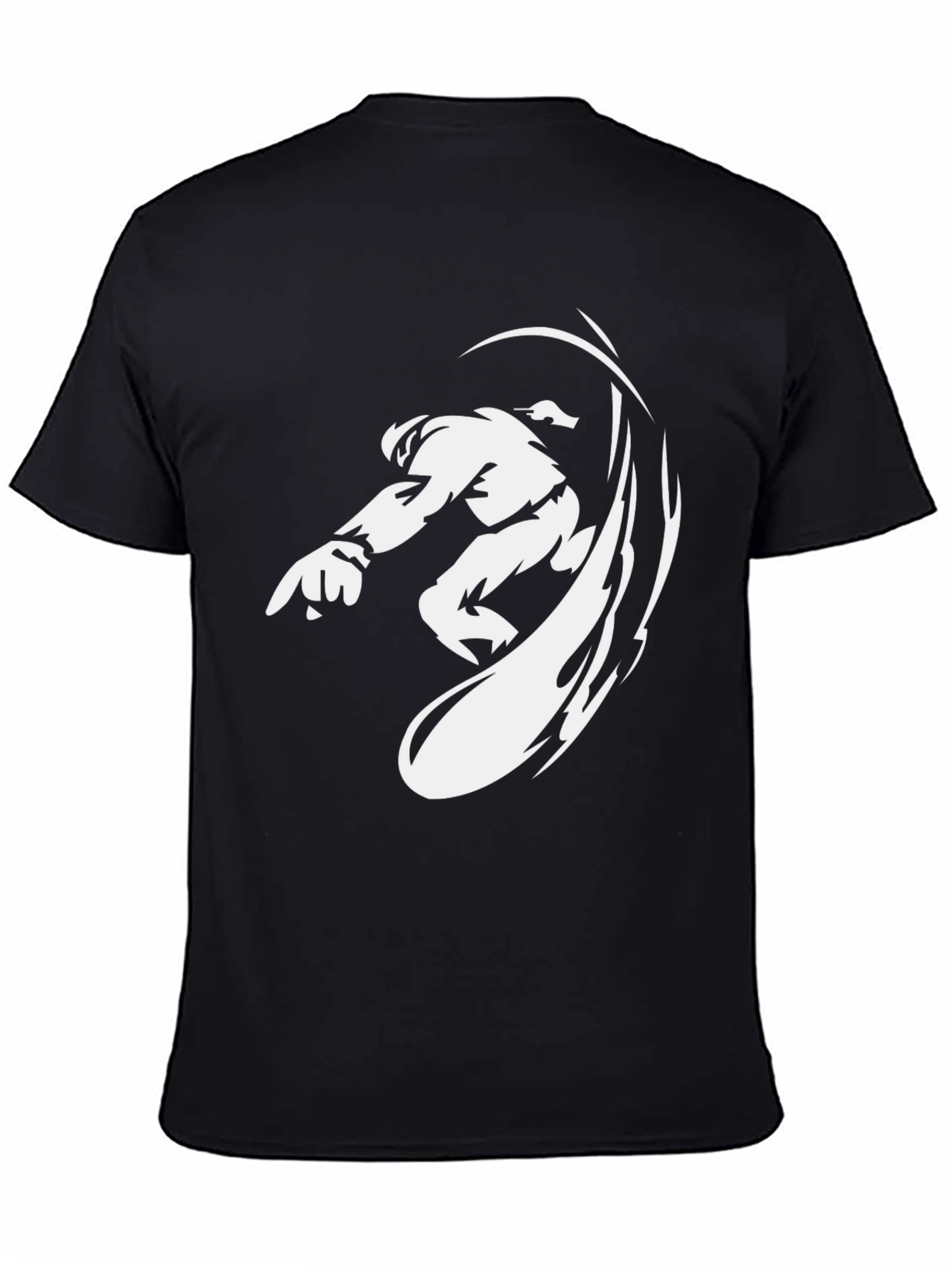 Black Graphic Tee - Anime Fighter Design