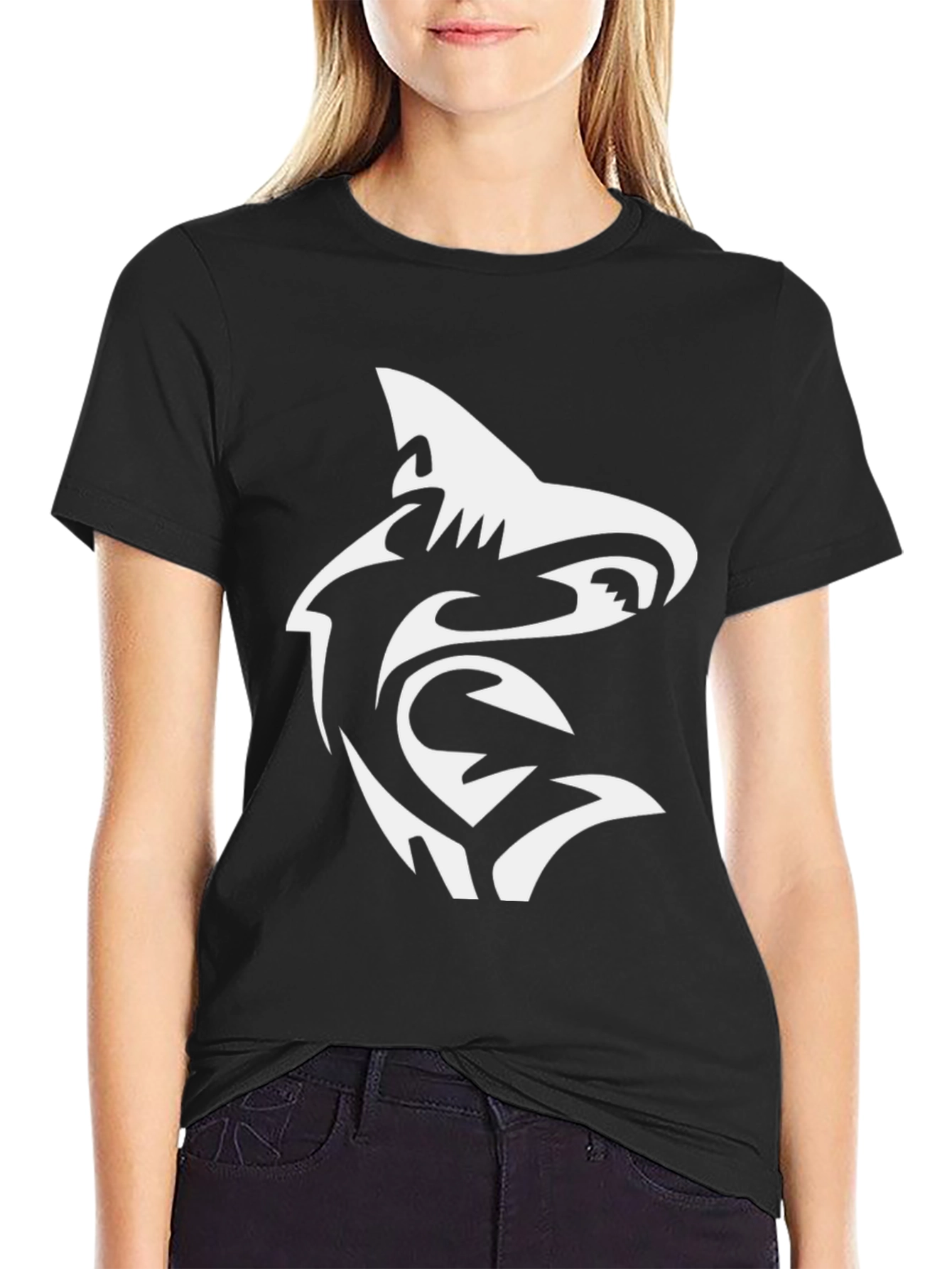 Black T-Shirt with Shark Graphic