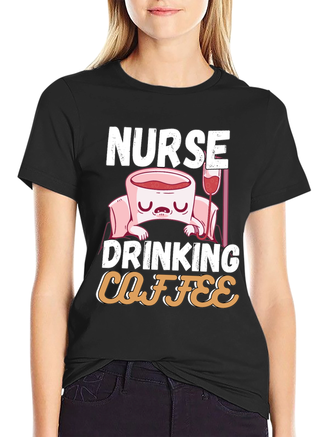 Nurse Drinking Coffee T-Shirt - Funny RN Tee
