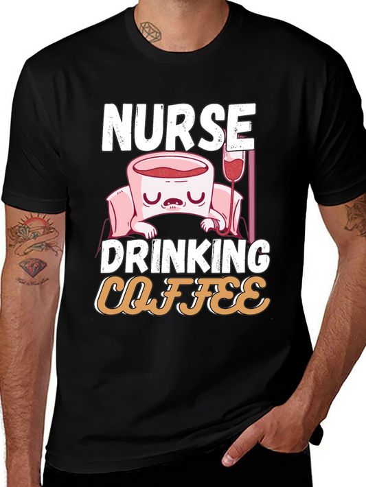 Nurse Drinking Coffee T-Shirt - Funny RN Tee