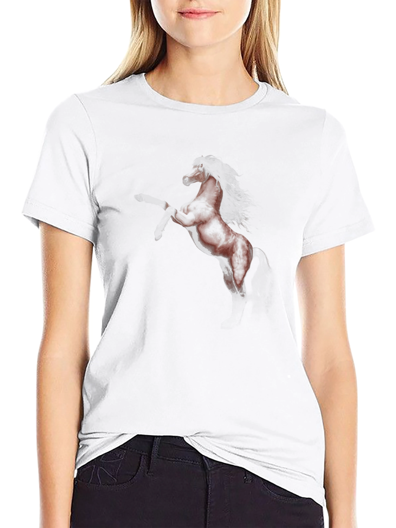 Black T-Shirt with Horse Graphic