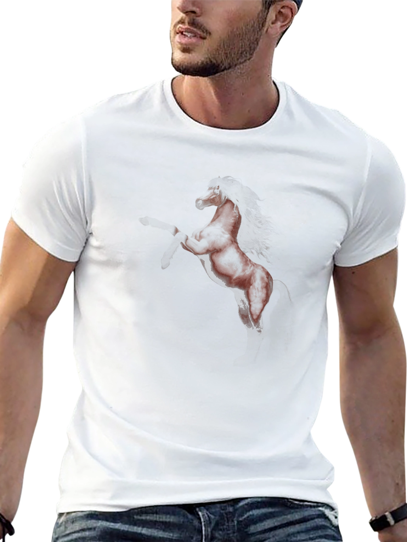 Black T-Shirt with Horse Graphic