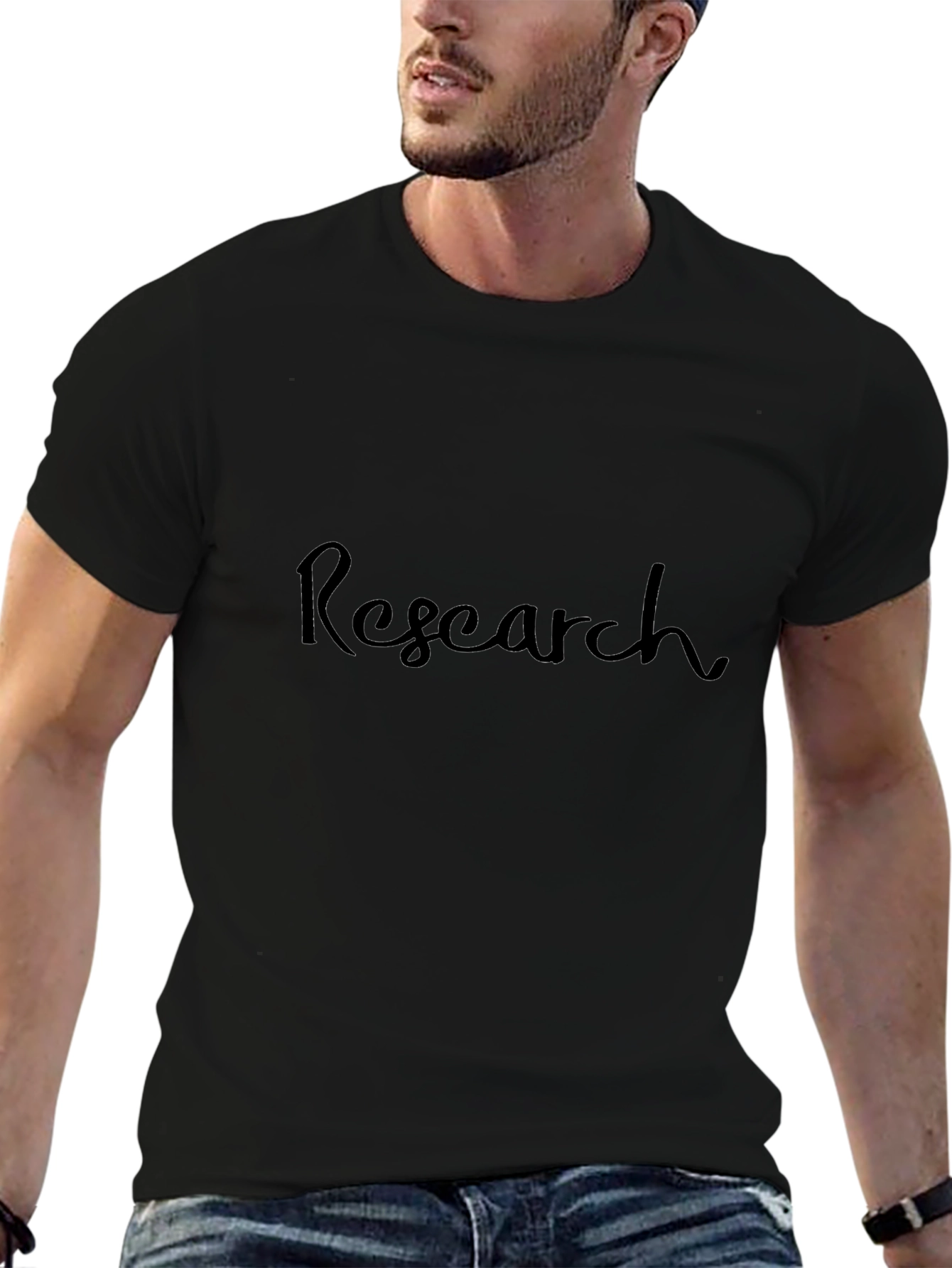 Research Black Cotton T-Shirt - Stylish Academic Wear