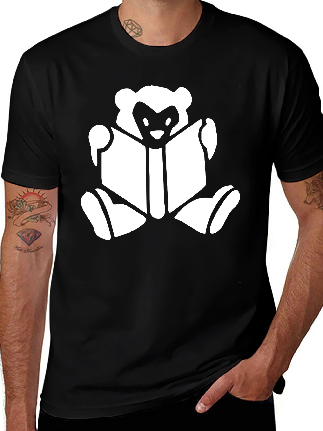 Book Reading Bear T-Shirt - Black