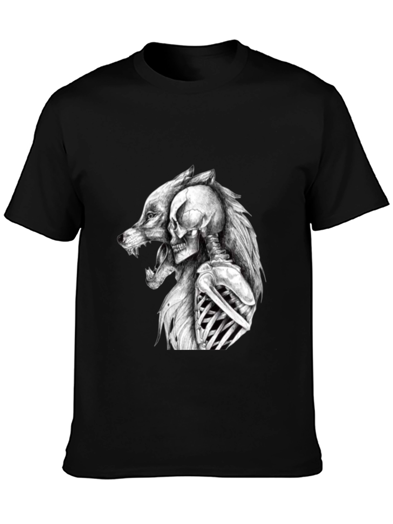 Wolf & Skull Graphic T-Shirt - Bold Design