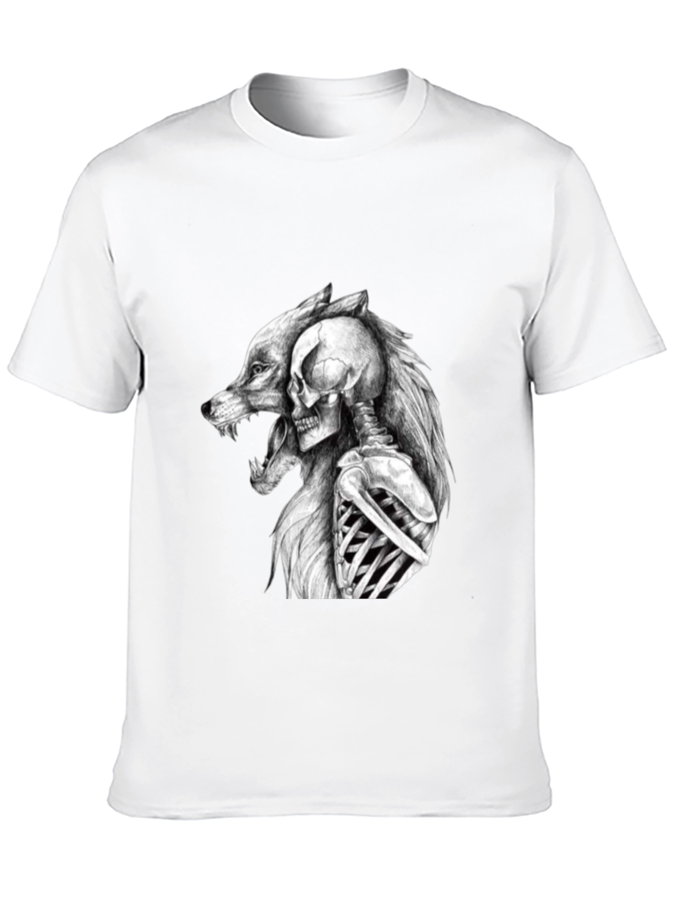 Wolf & Skull Graphic T-Shirt - Bold Design
