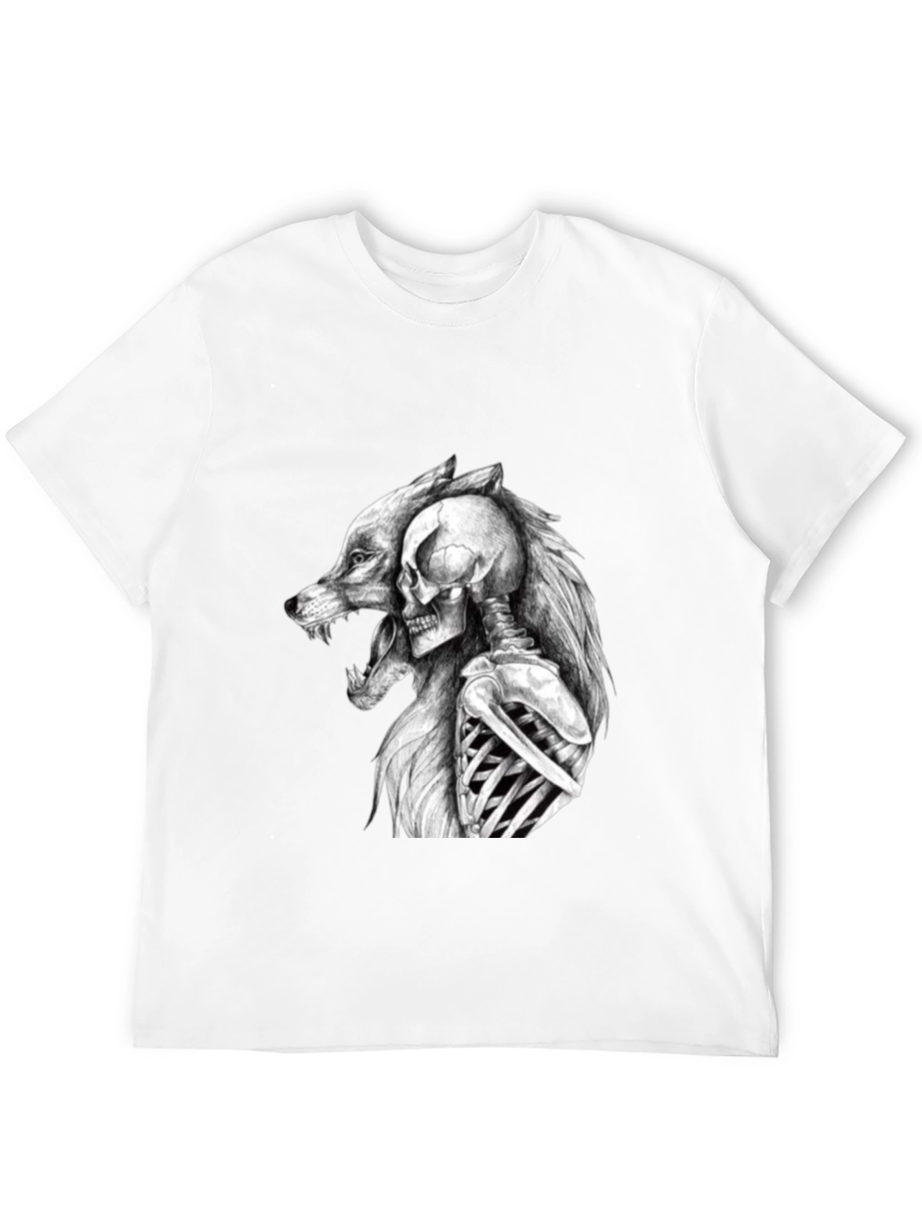 Wolf & Skull Graphic T-Shirt - Bold Design