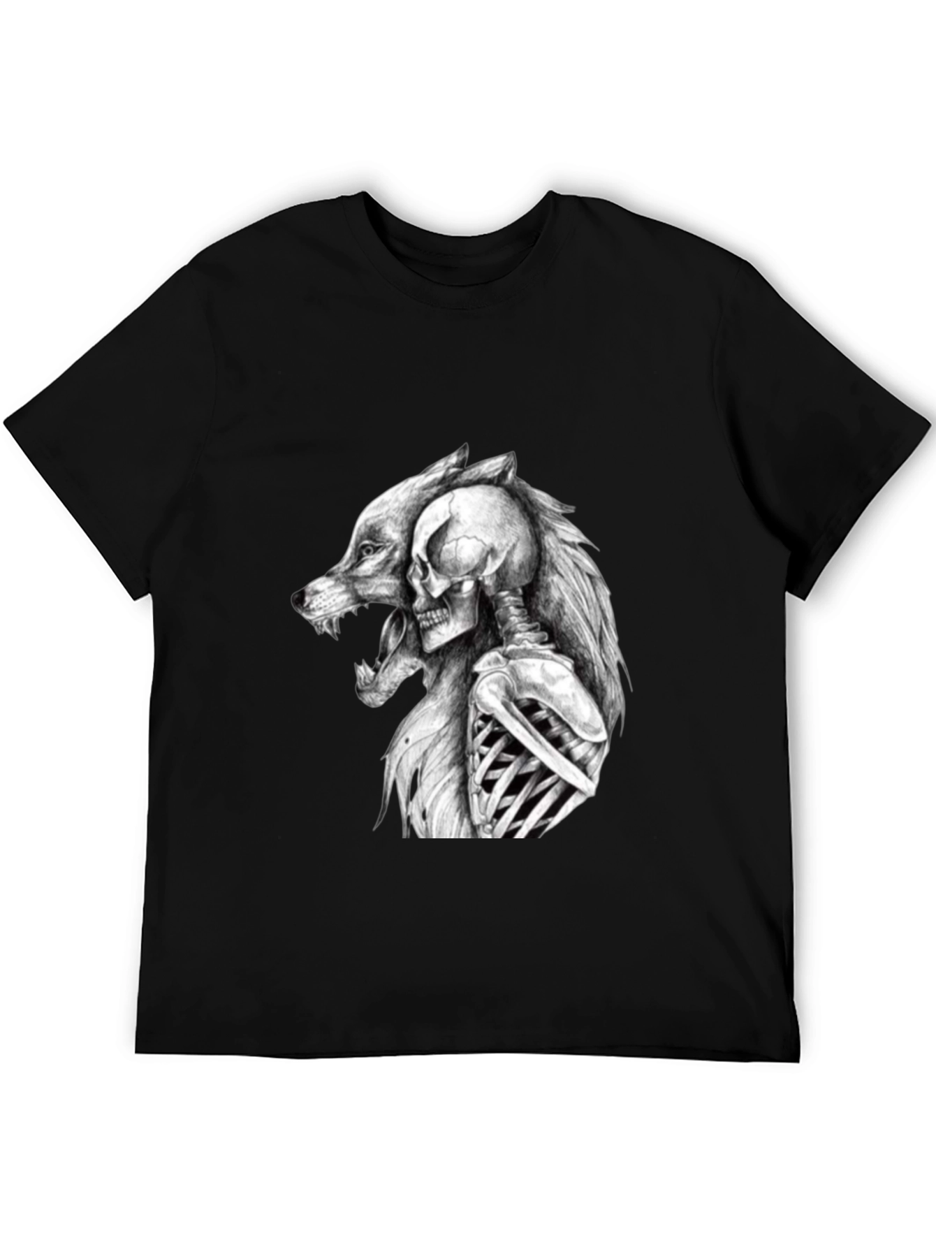 Wolf & Skull Graphic T-Shirt - Bold Design