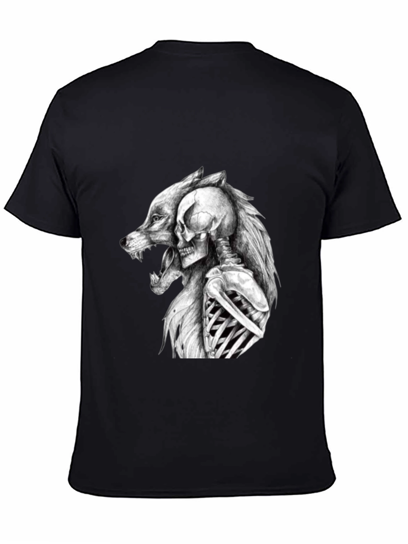 Wolf & Skull Graphic T-Shirt - Bold Design