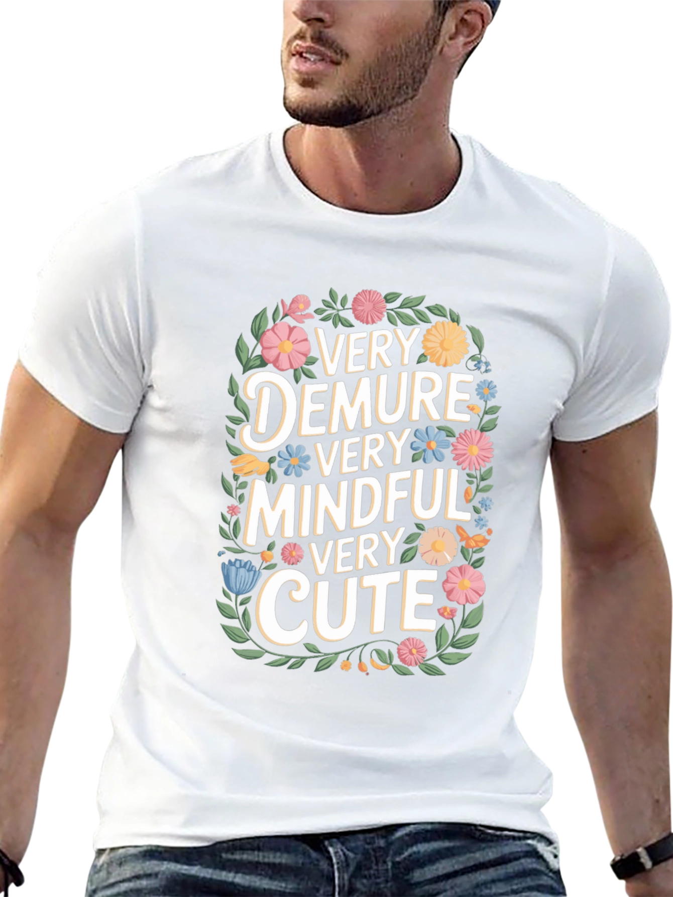 Very Demure Mindful Cute Floral T-Shirt