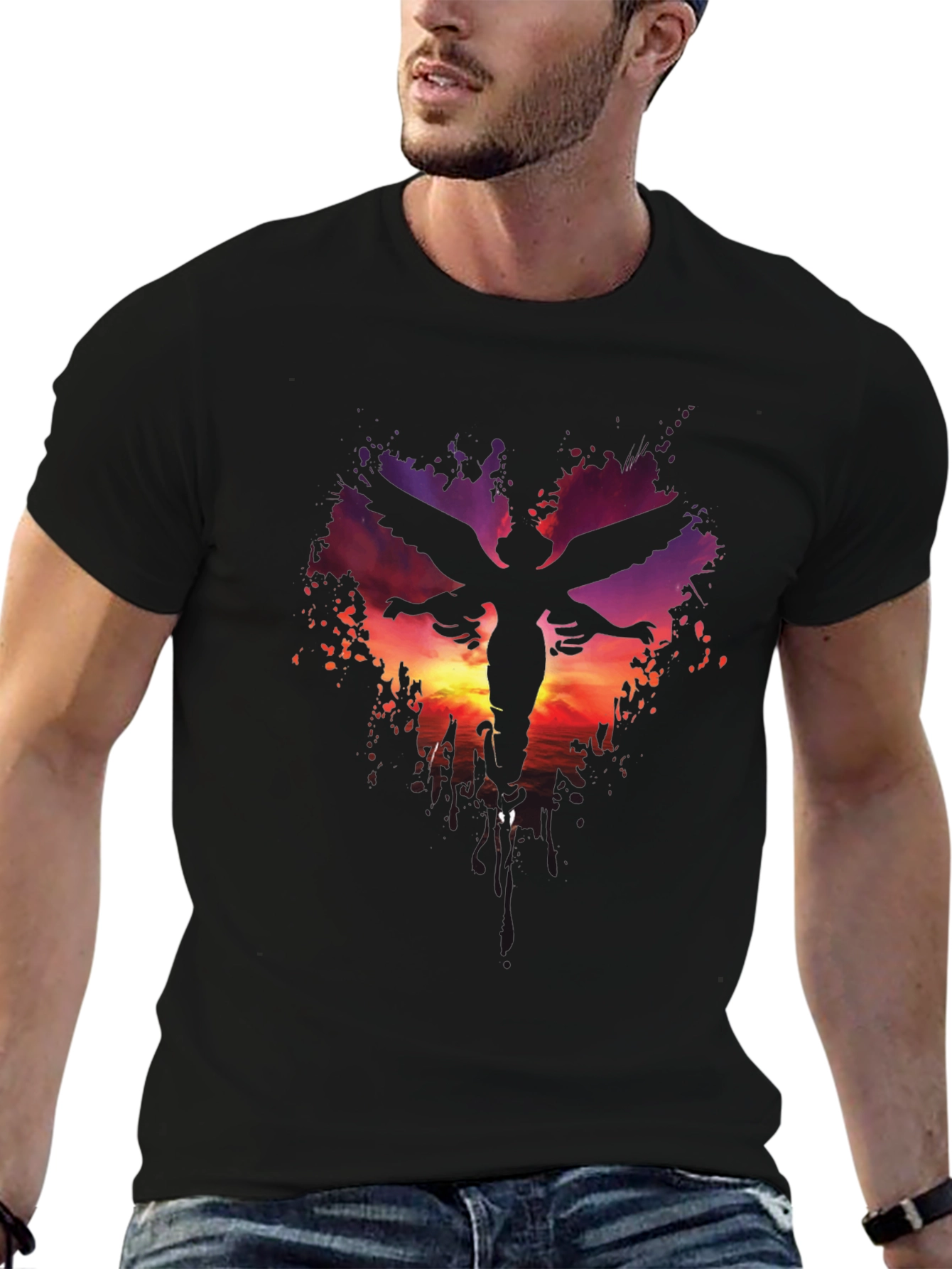 Angel Silhouette Graphic Print T-Shirt