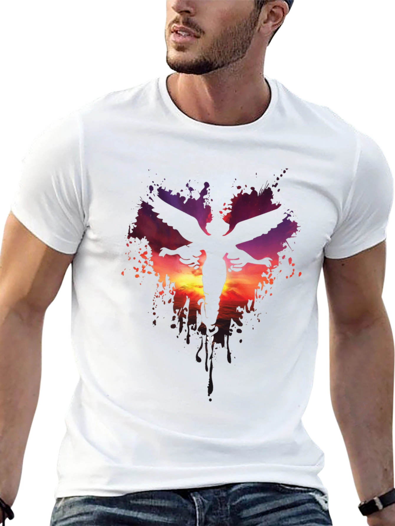 Angel Silhouette Graphic Print T-Shirt