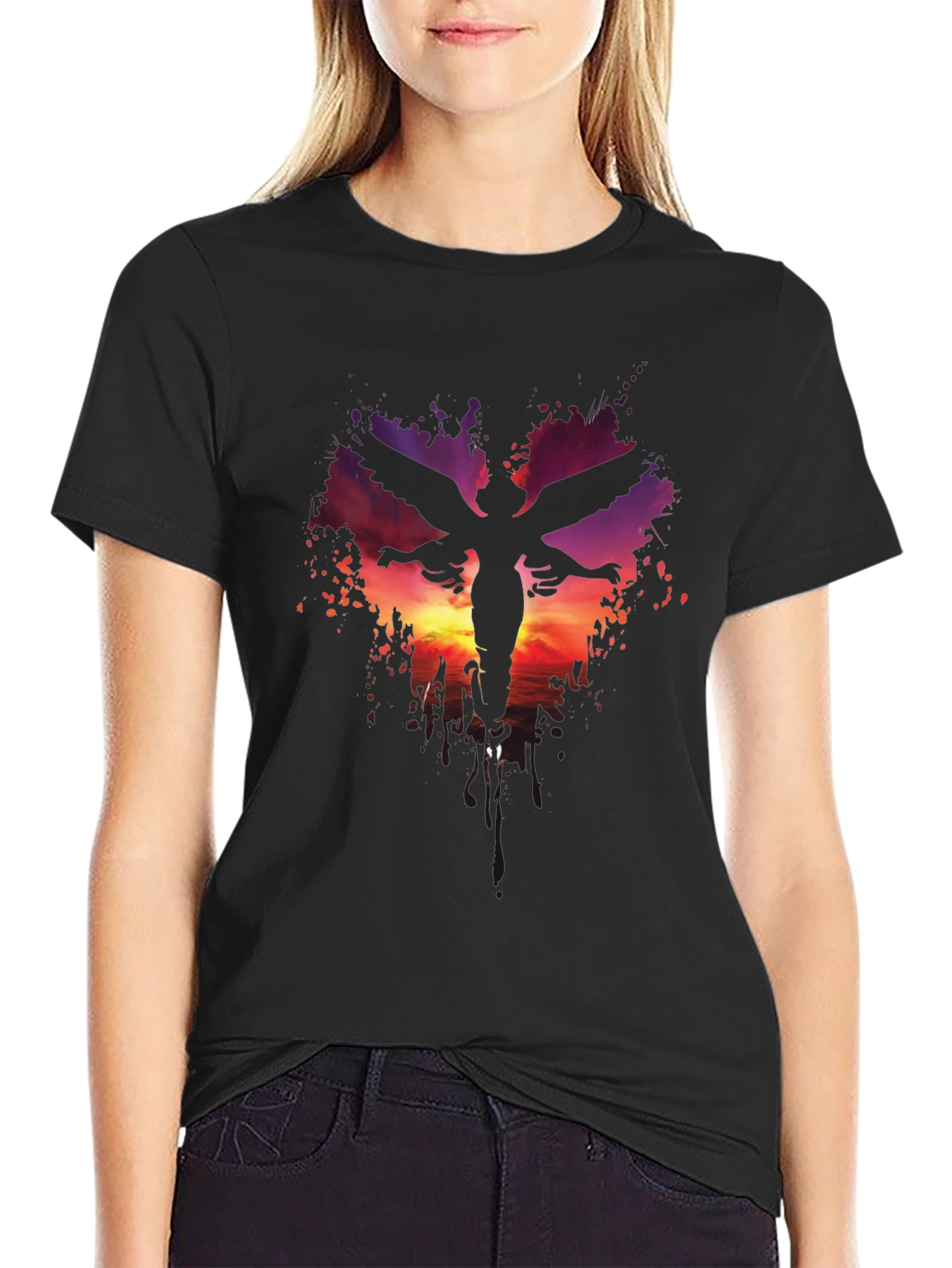 Angel Silhouette Graphic Print T-Shirt