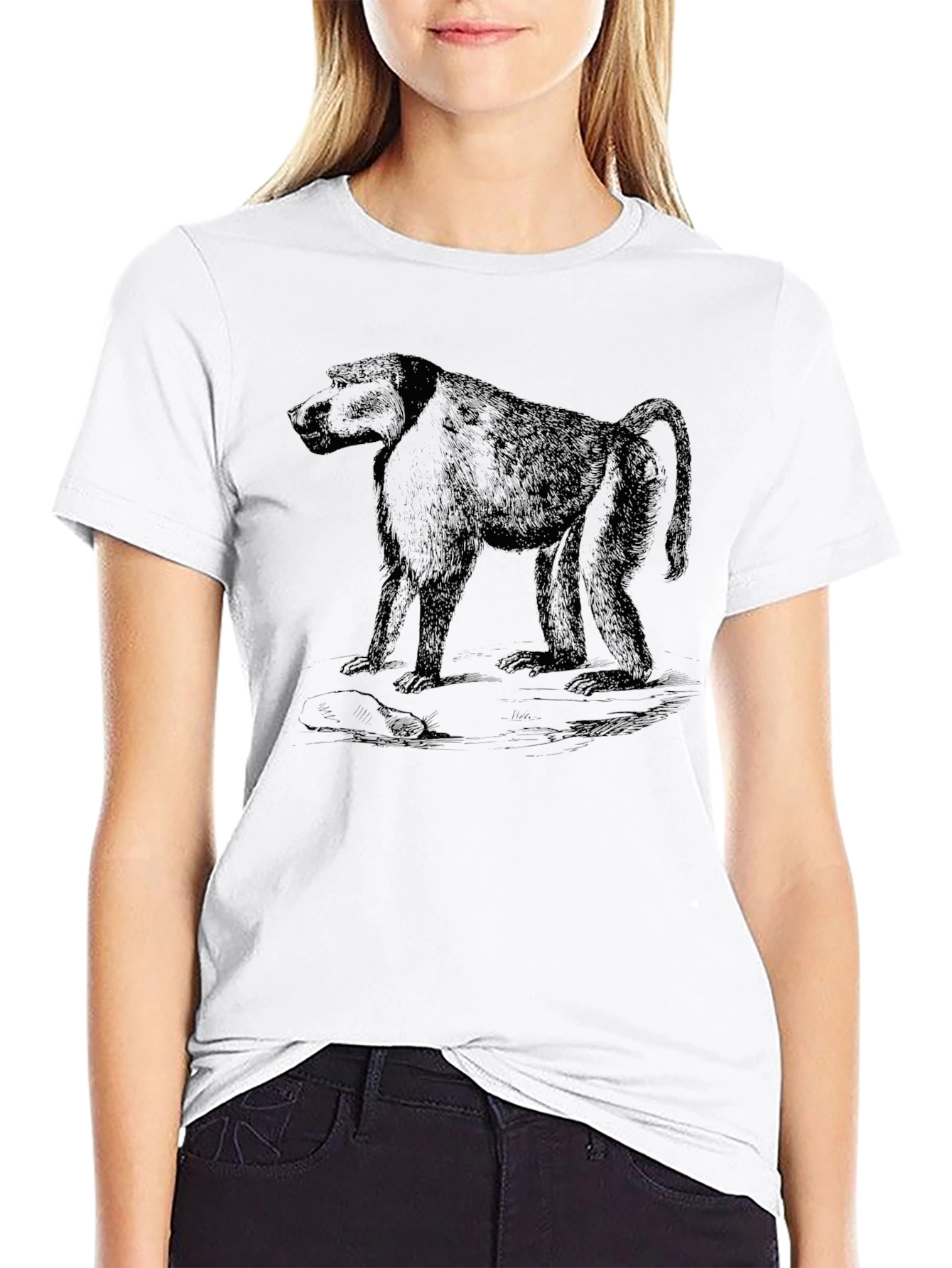 Baboon Graphic Print Black T-Shirt