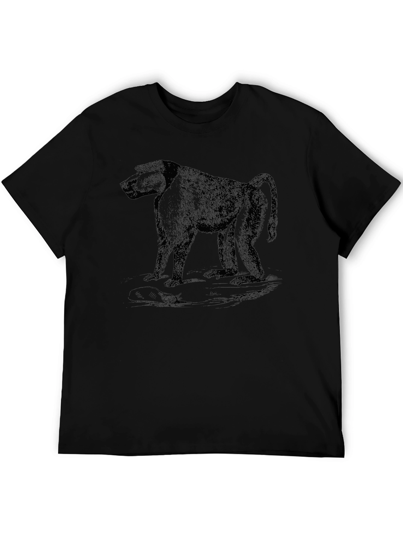 Baboon Graphic Print Black T-Shirt