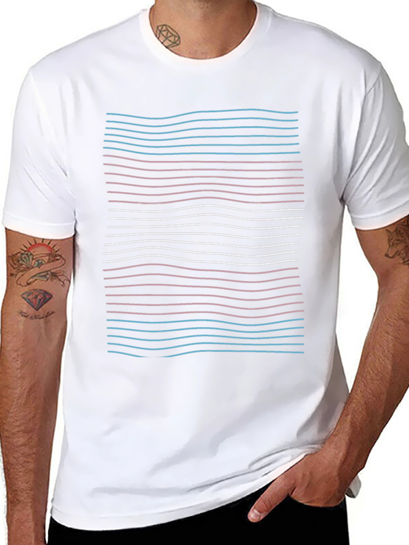 Transgender Pride Flag Stripes Black T-Shirt