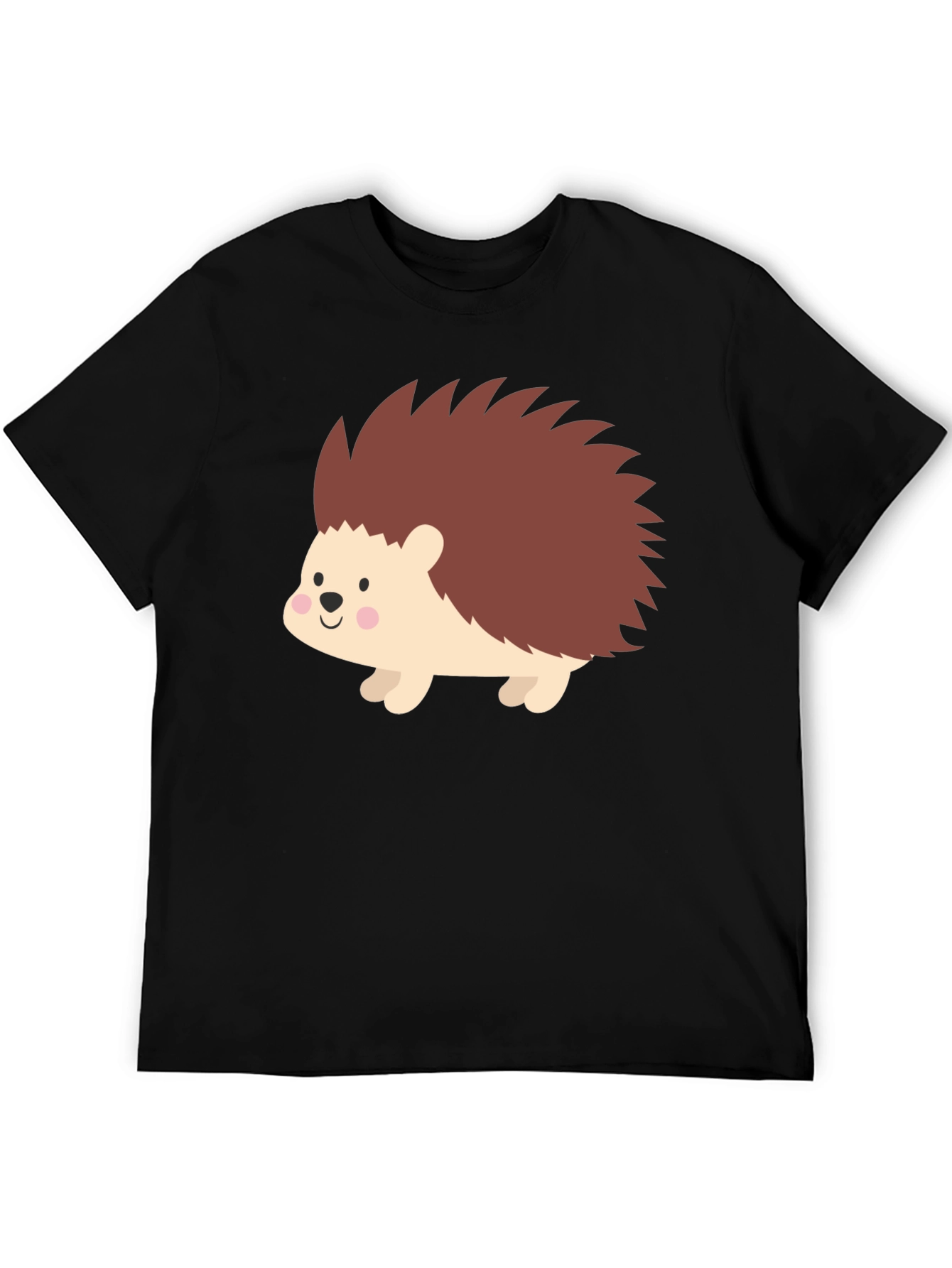Cute Hedgehog Graphic Tee - Black