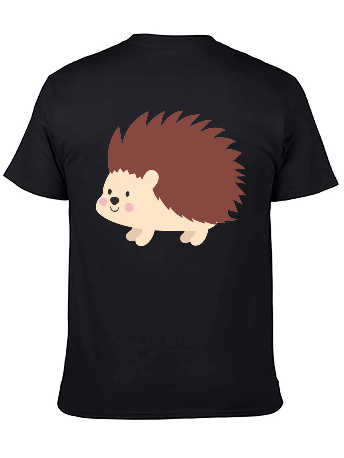 Cute Hedgehog Graphic Tee - Black