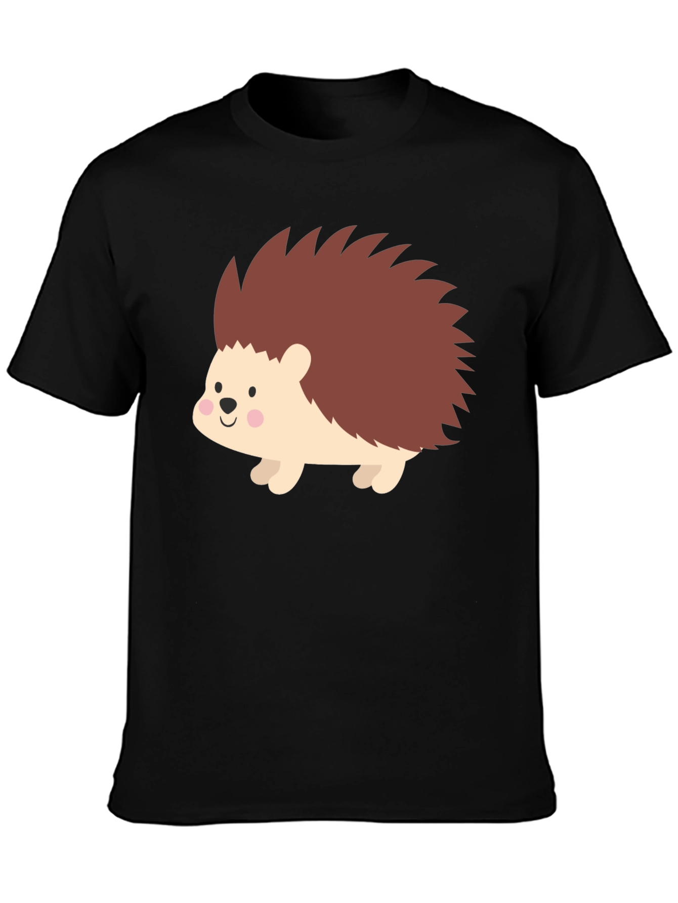 Cute Hedgehog Graphic Tee - Black