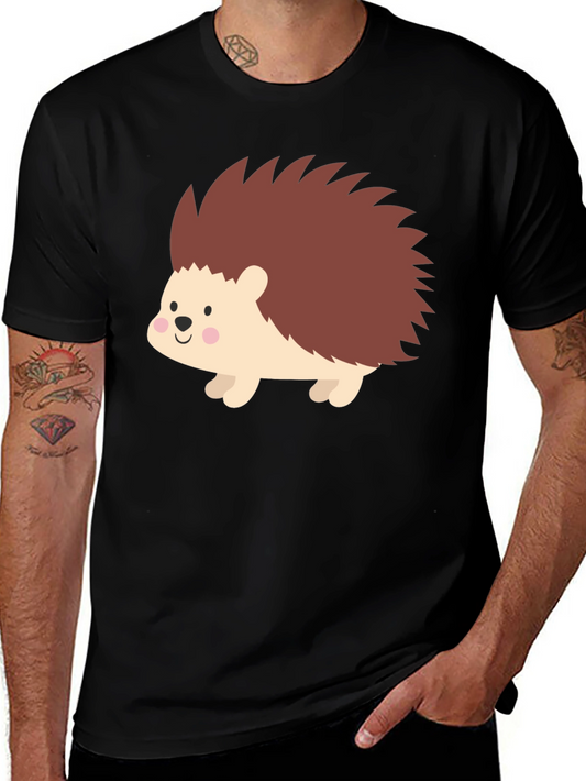 Cute Hedgehog Graphic Tee - Black