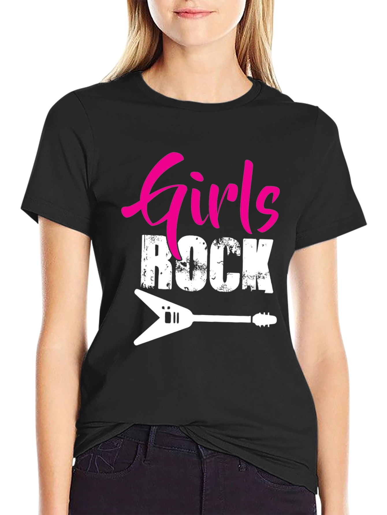 Girls Rock Guitar Graphic T-Shirt