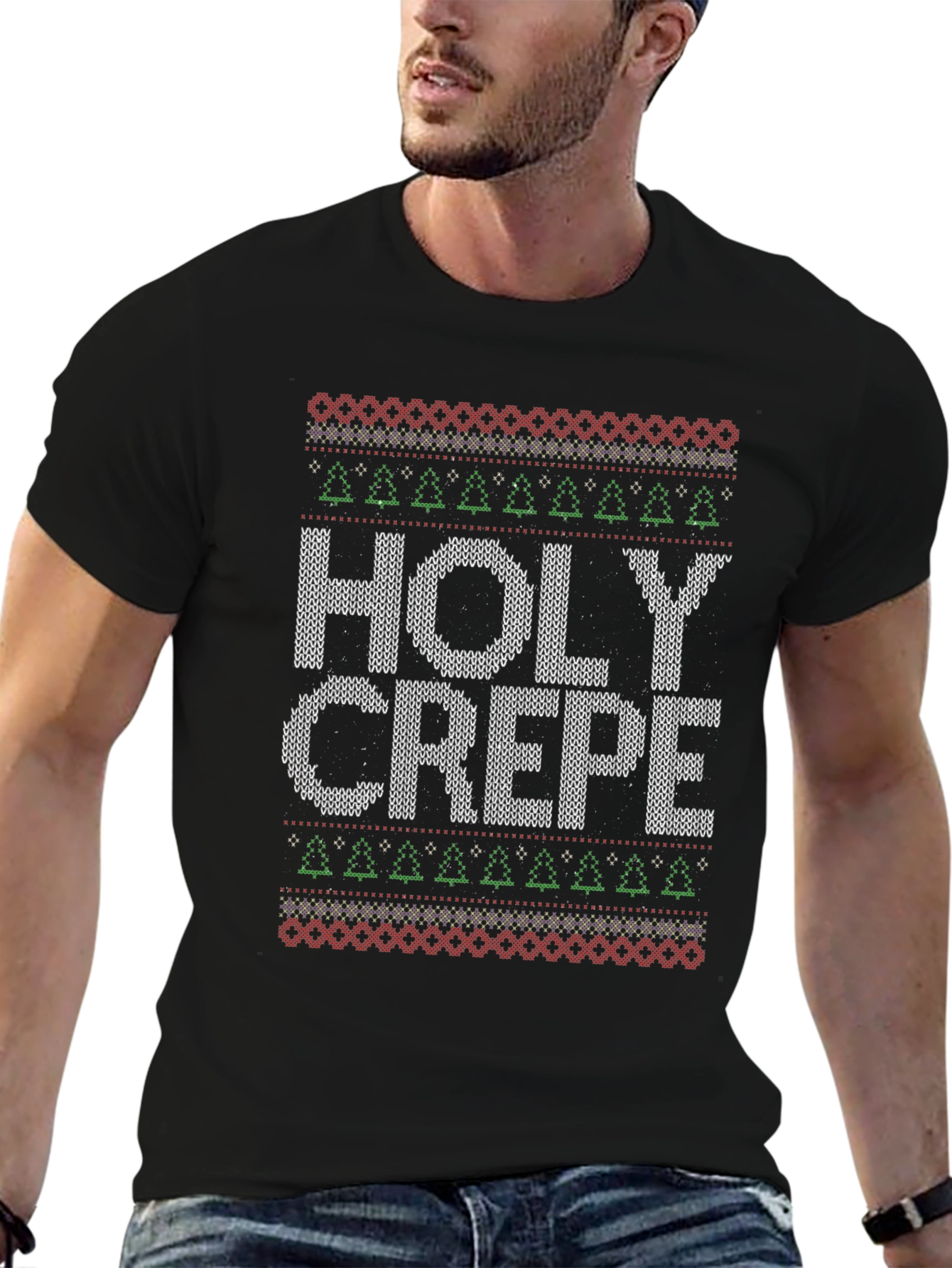 Holy Crepe Ugly Christmas Sweater Style T-Shirt