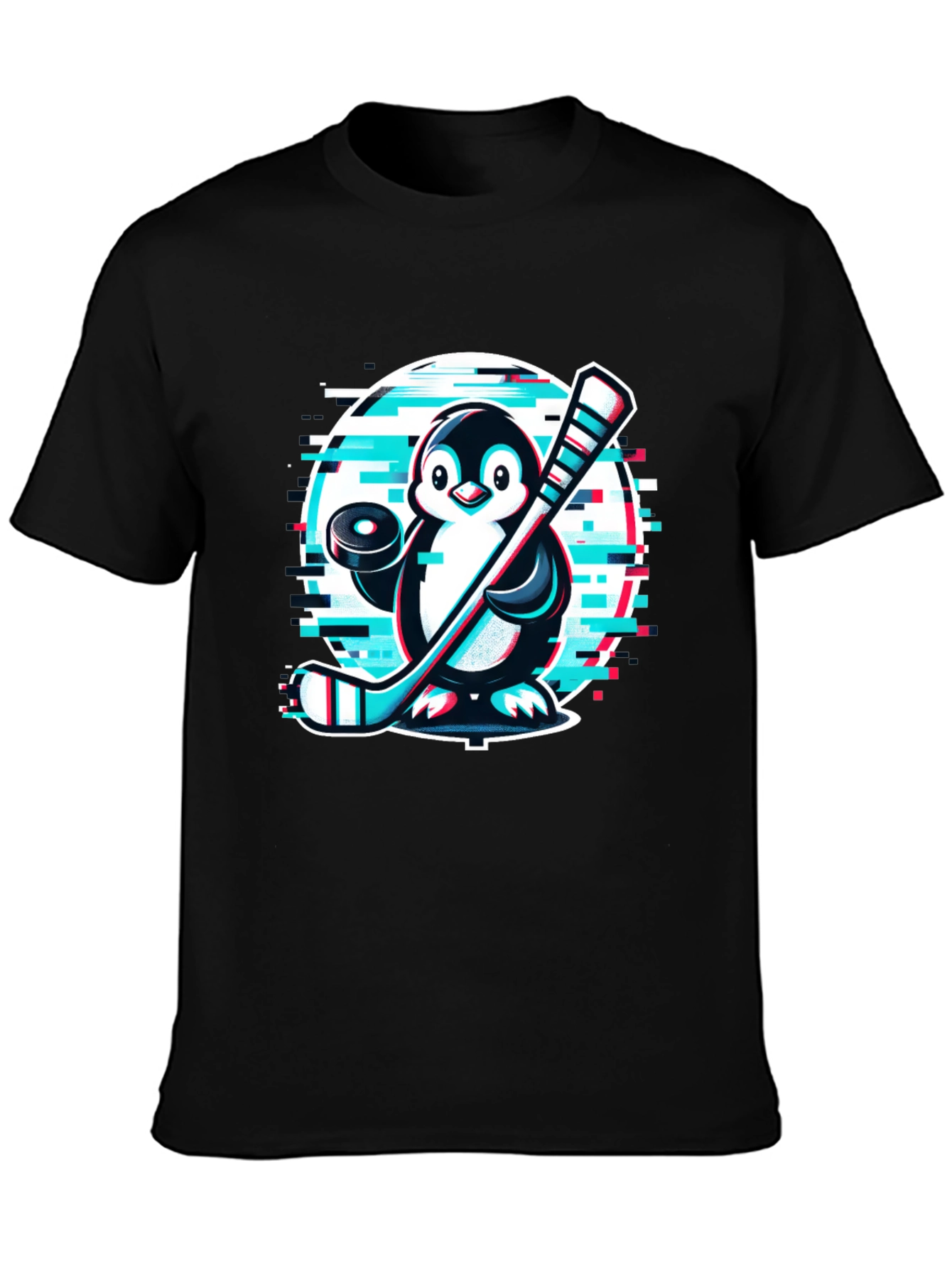 Penguin Hockey Player Black T-Shirt