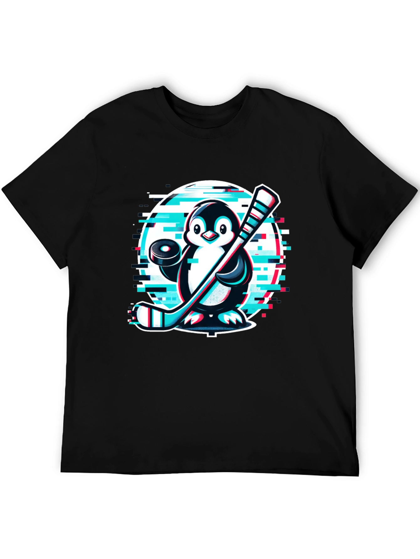 Penguin Hockey Player Black T-Shirt