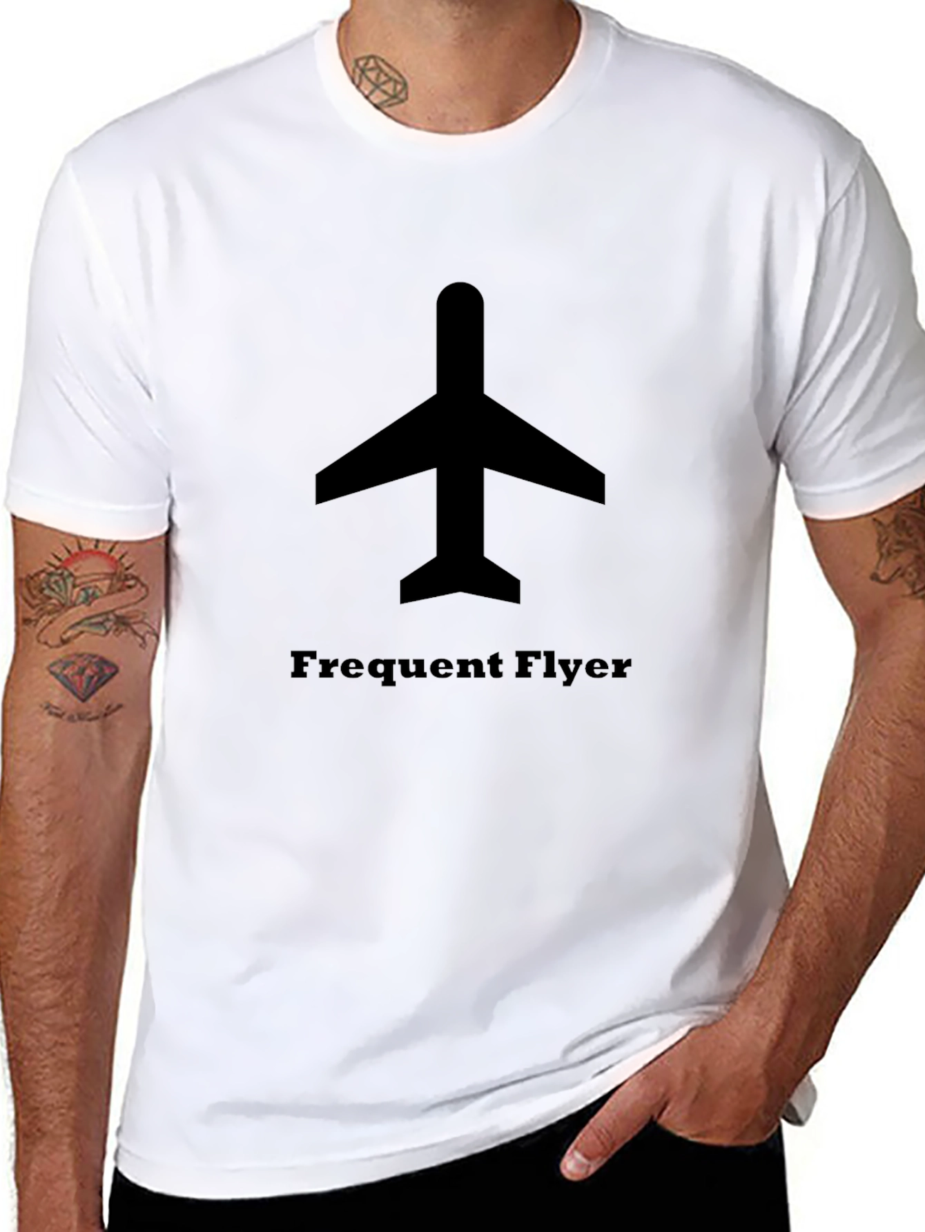 Frequent Flyer Black T-Shirt - Airplane Design