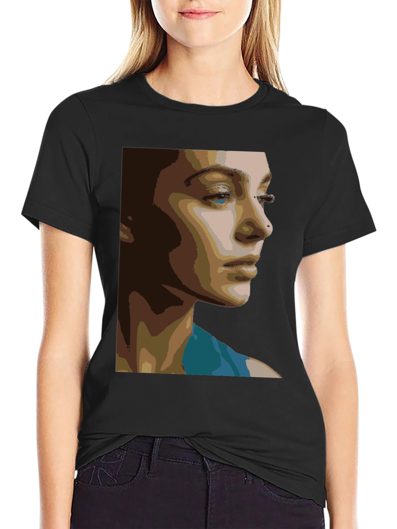 Abstract Portrait Graphic Tee - Unisex Black T-Shirt
