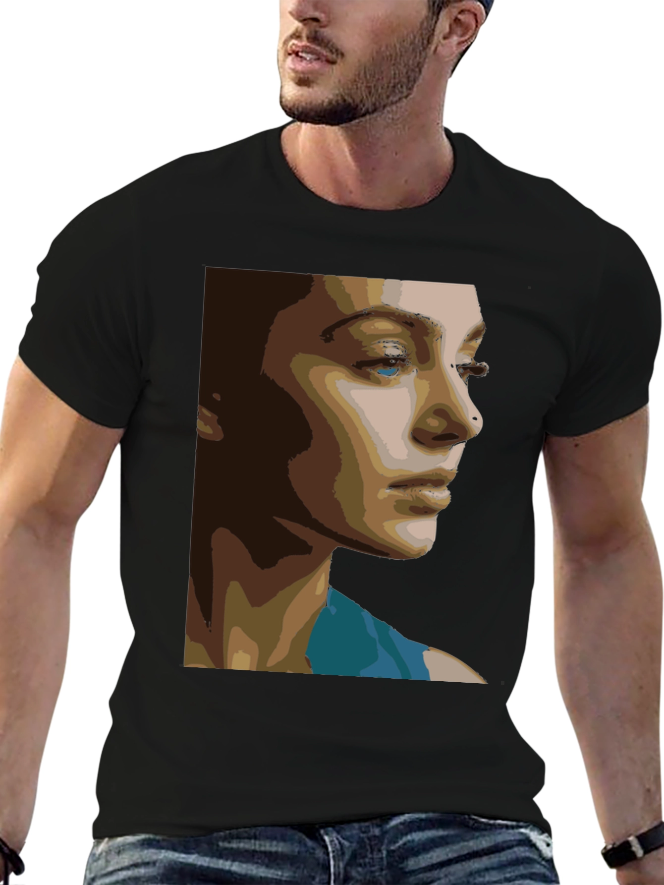 Abstract Portrait Graphic Tee - Unisex Black T-Shirt