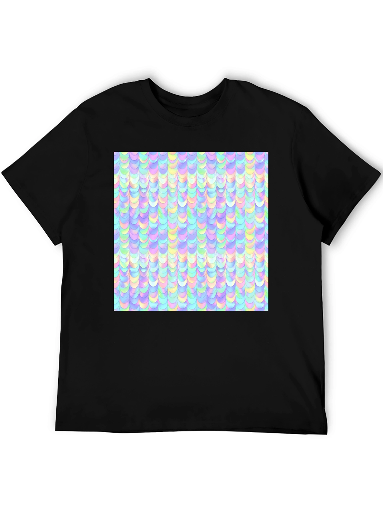 Iridescent Pastel Scale Print Black T-Shirt