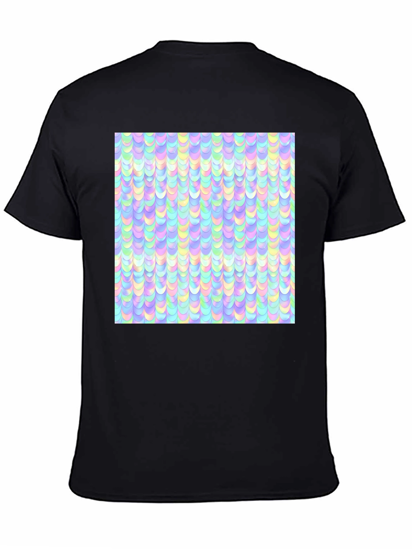 Iridescent Pastel Scale Print Black T-Shirt