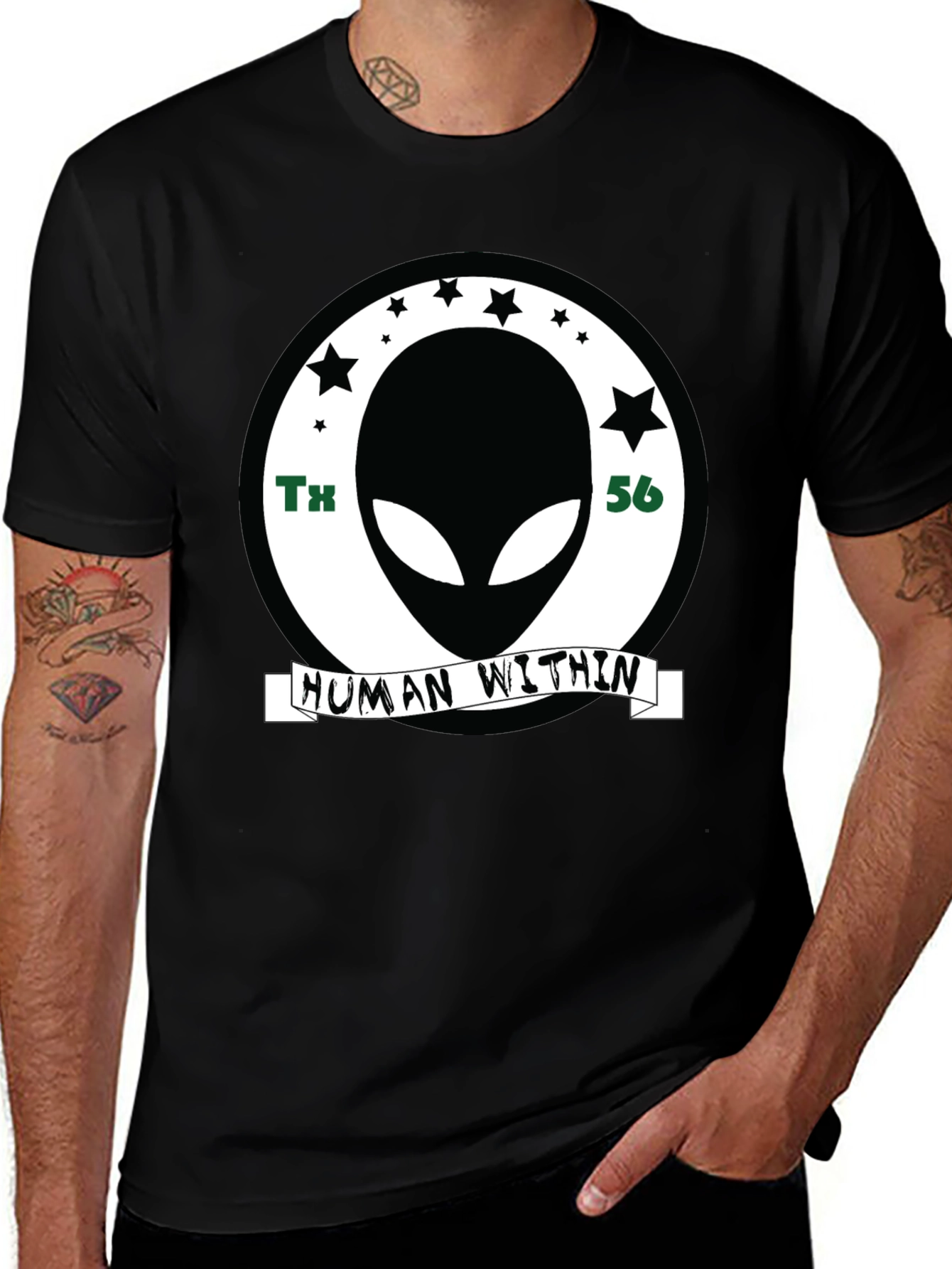 Alien Human Within Graphic T-Shirt - Black