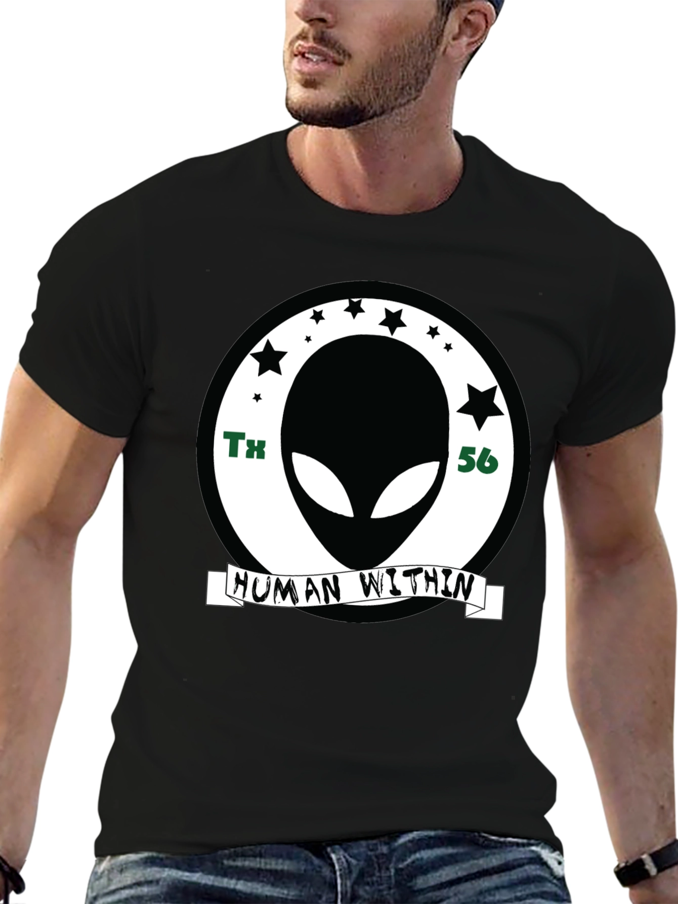 Alien Human Within Graphic T-Shirt - Black