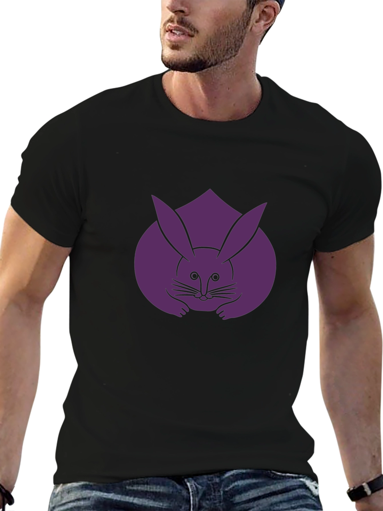 Rabbit Graphic Tee - Unique Purple Bunny Design
