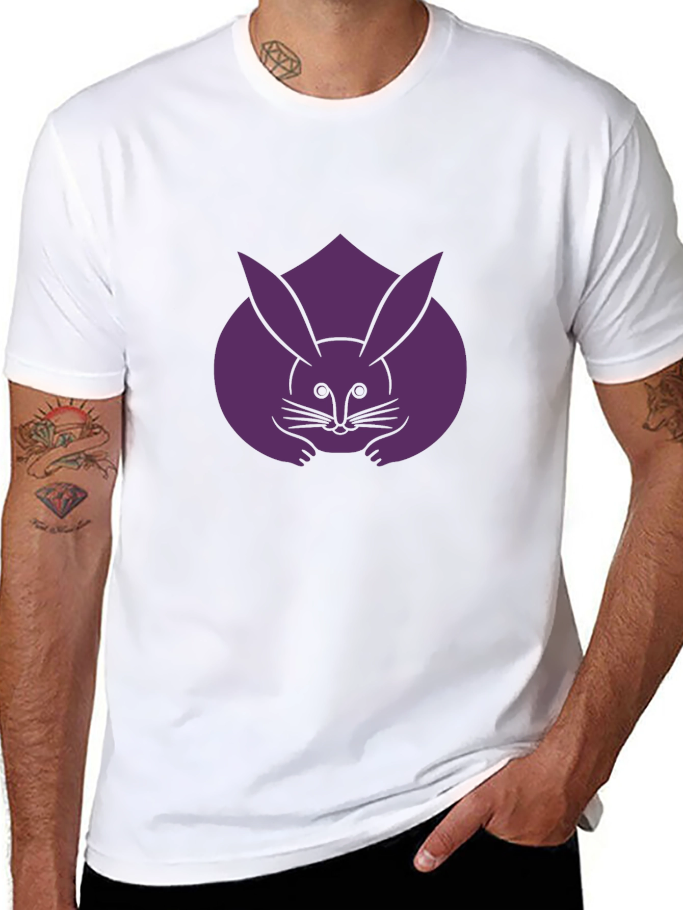 Rabbit Graphic Tee - Unique Purple Bunny Design
