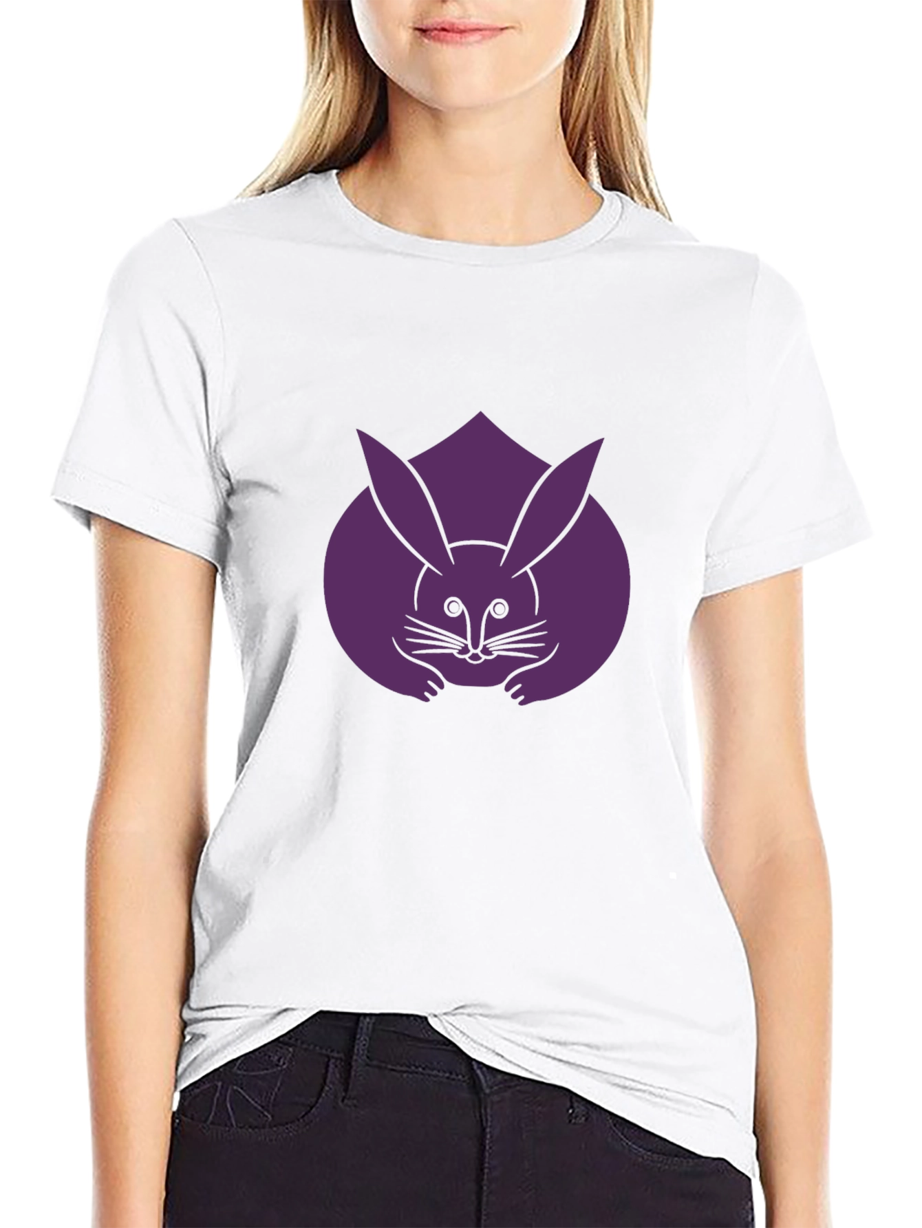 Rabbit Graphic Tee - Unique Purple Bunny Design