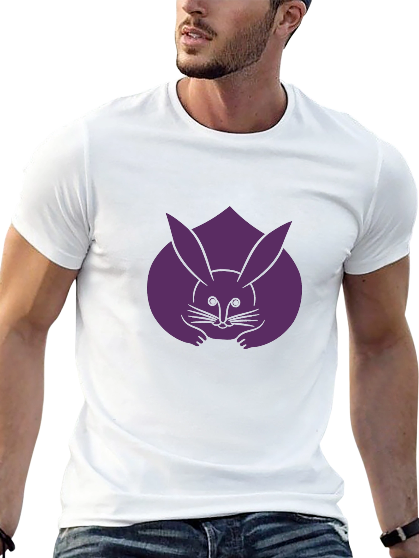 Rabbit Graphic Tee - Unique Purple Bunny Design