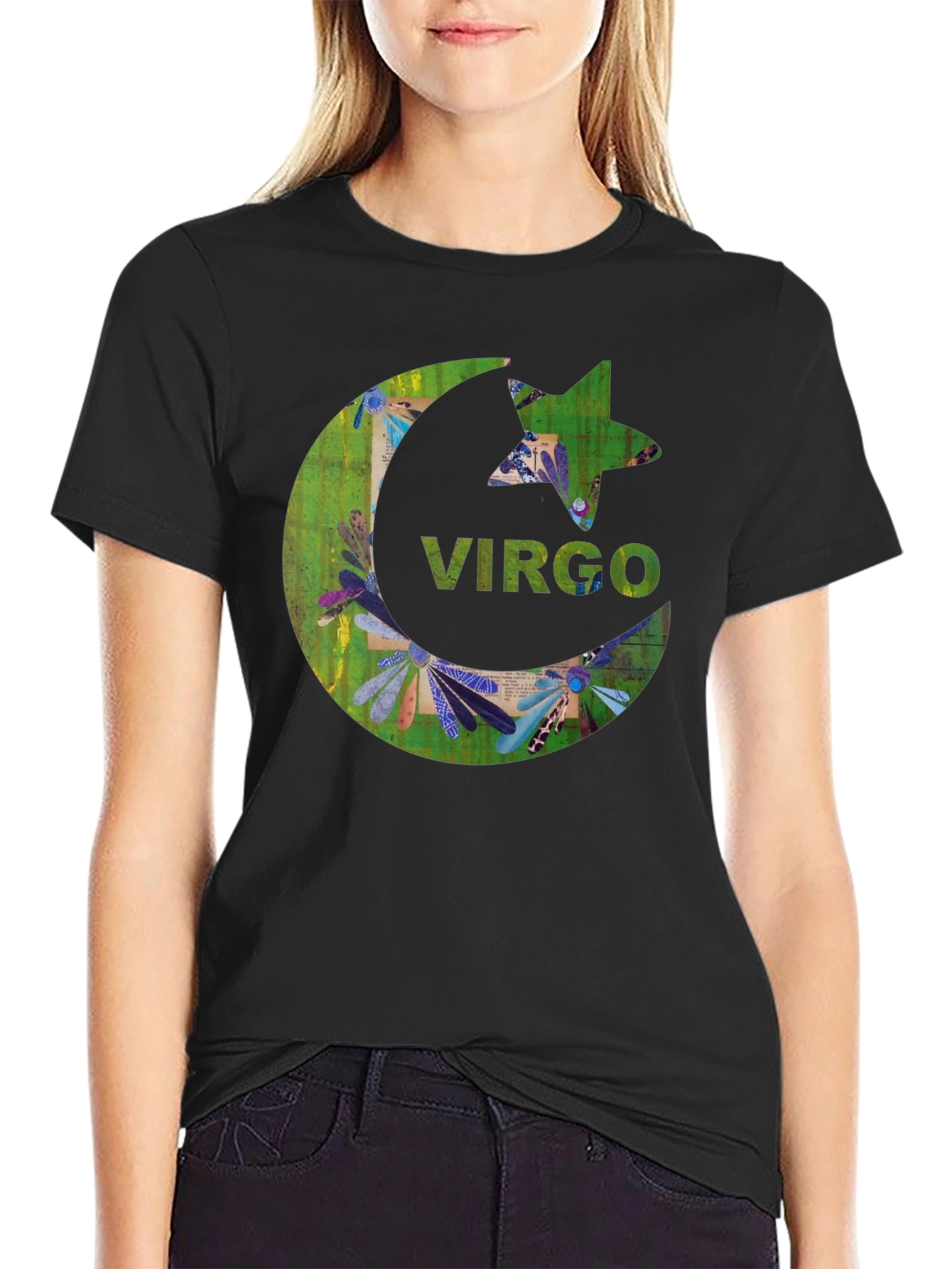 Virgo Zodiac Star Sign Black T-Shirt