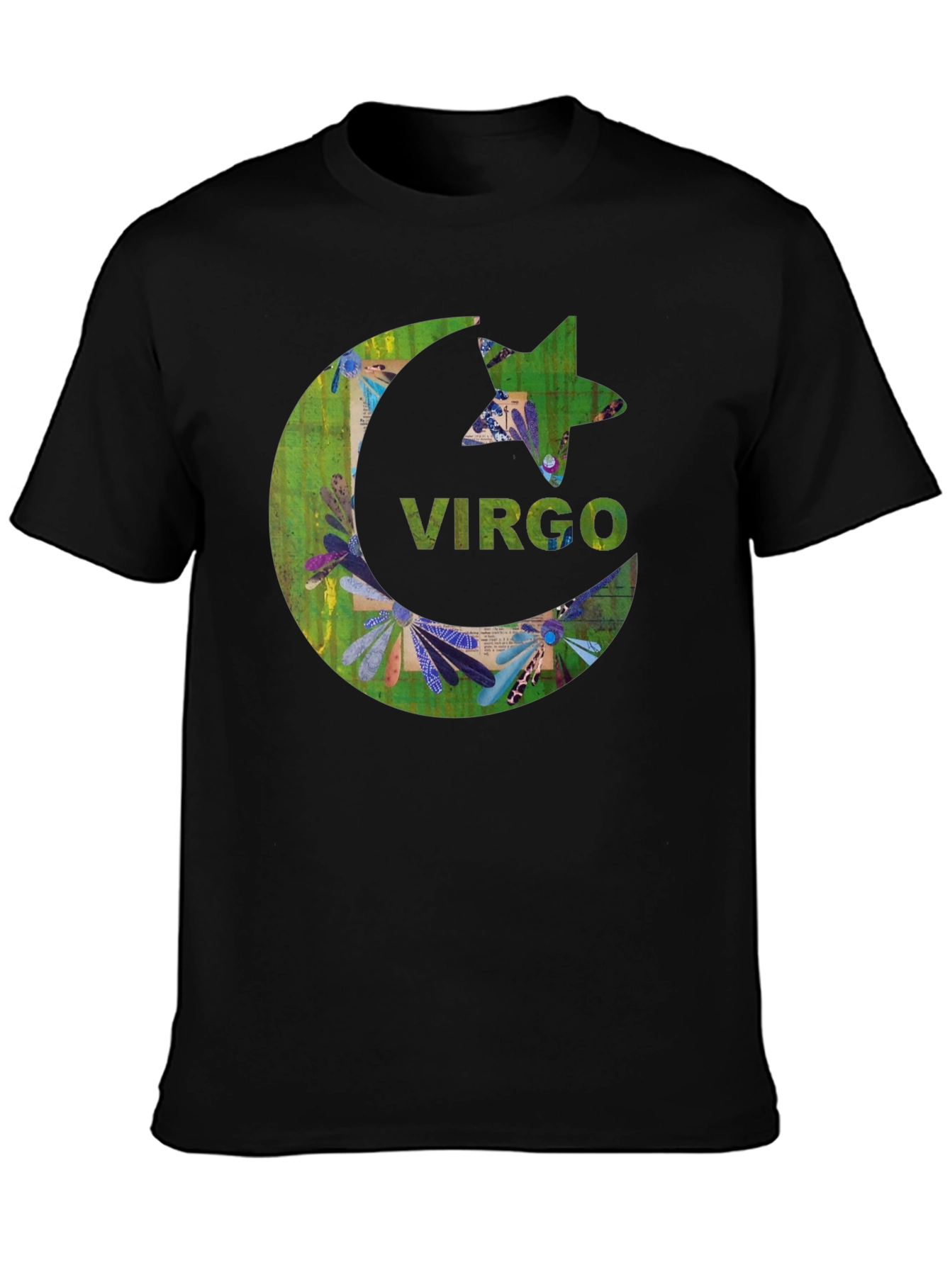 Virgo Zodiac Star Sign Black T-Shirt