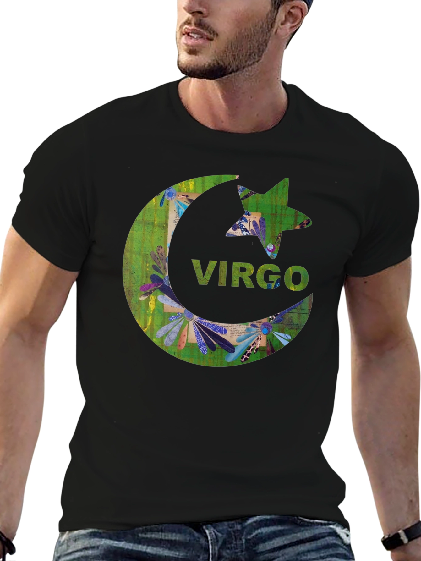 Virgo Zodiac Star Sign Black T-Shirt