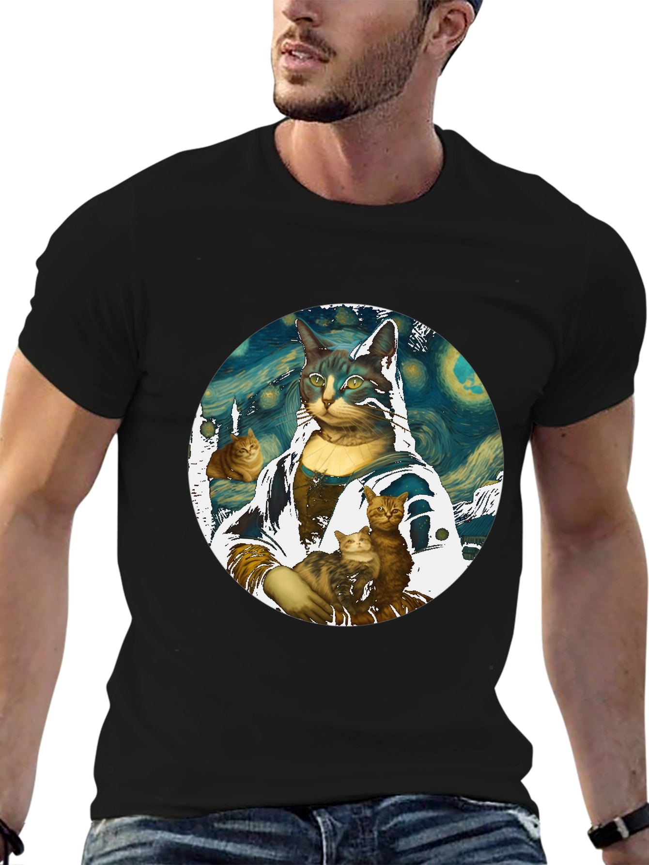 Mona Lisa Cat Art T-Shirt - Funny Artistic Tee
