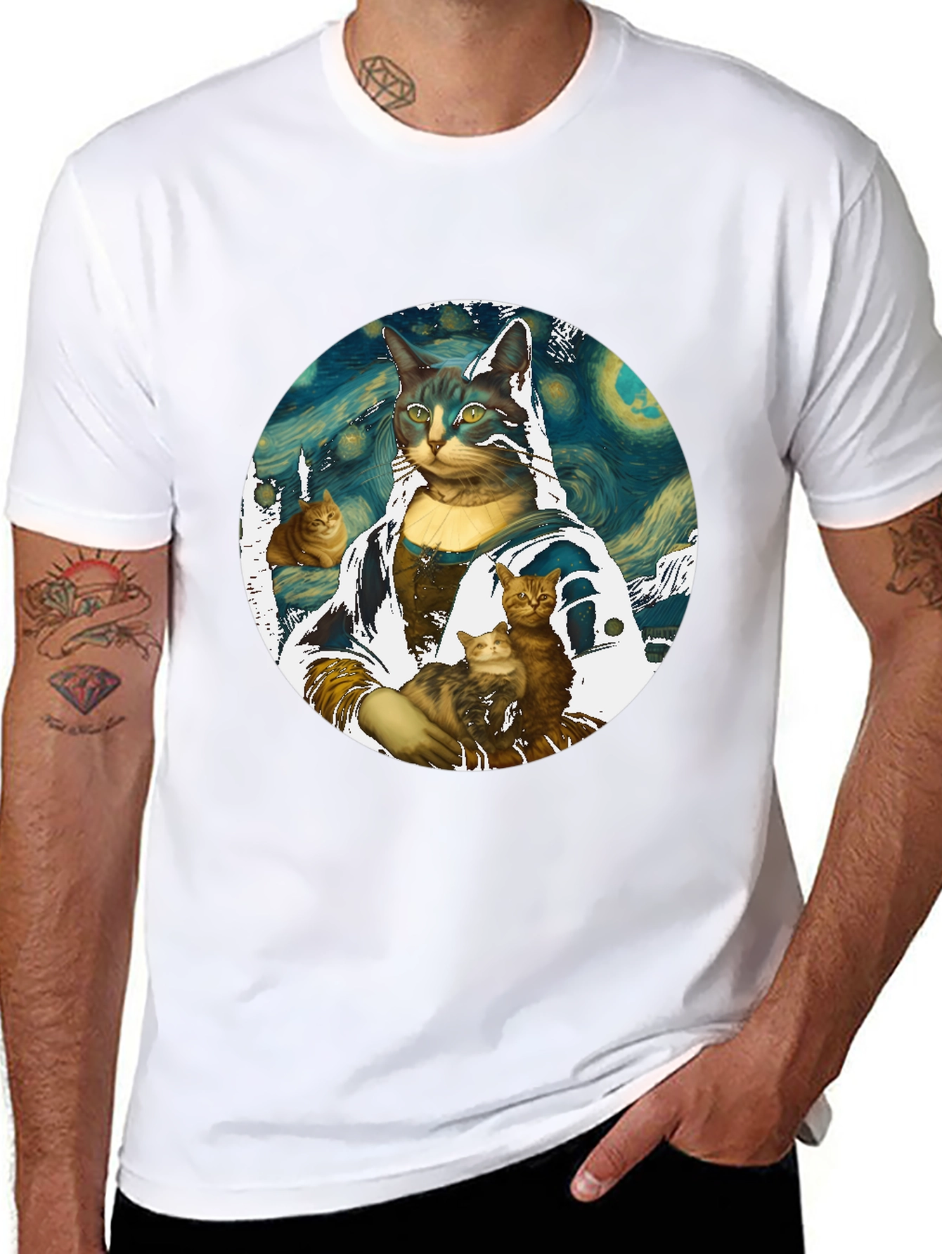 Mona Lisa Cat Art T-Shirt - Funny Artistic Tee