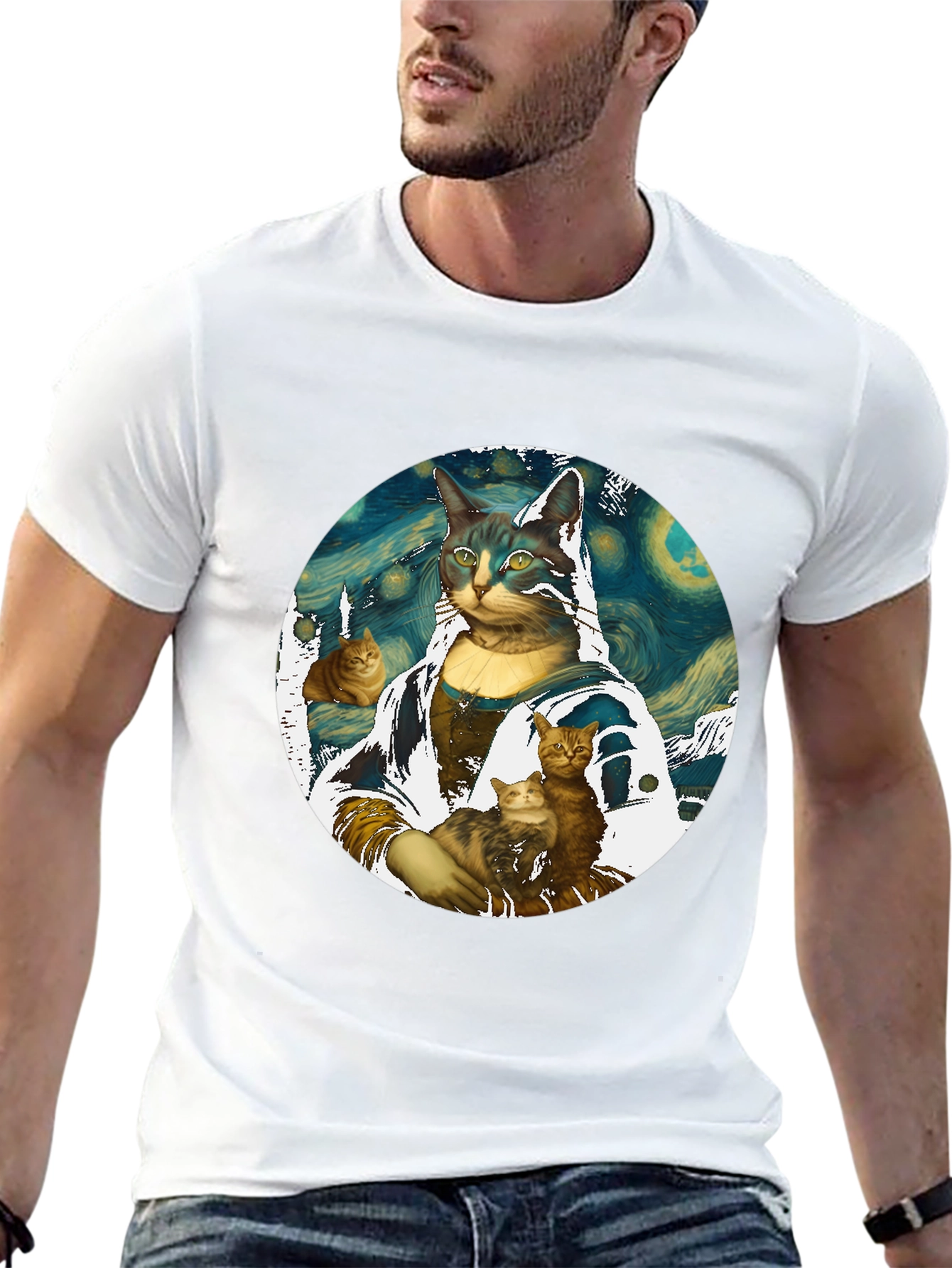 Mona Lisa Cat Art T-Shirt - Funny Artistic Tee