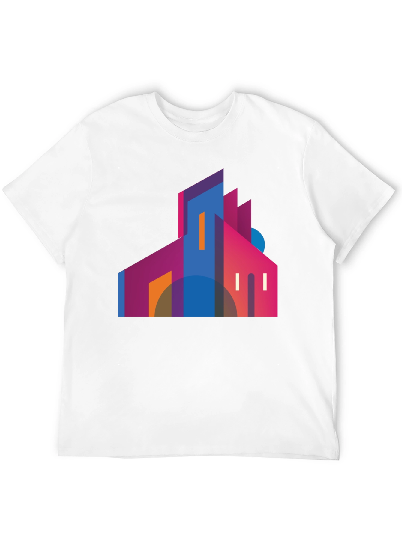 Modern Geometric Building Graphic Tee - Black