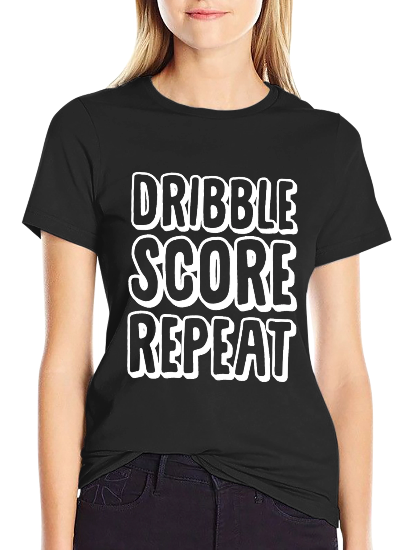 Dribble Score Repeat Mens Black T-Shirt